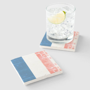 France – French-flag – Drapeau France – shabby Stone Coaster