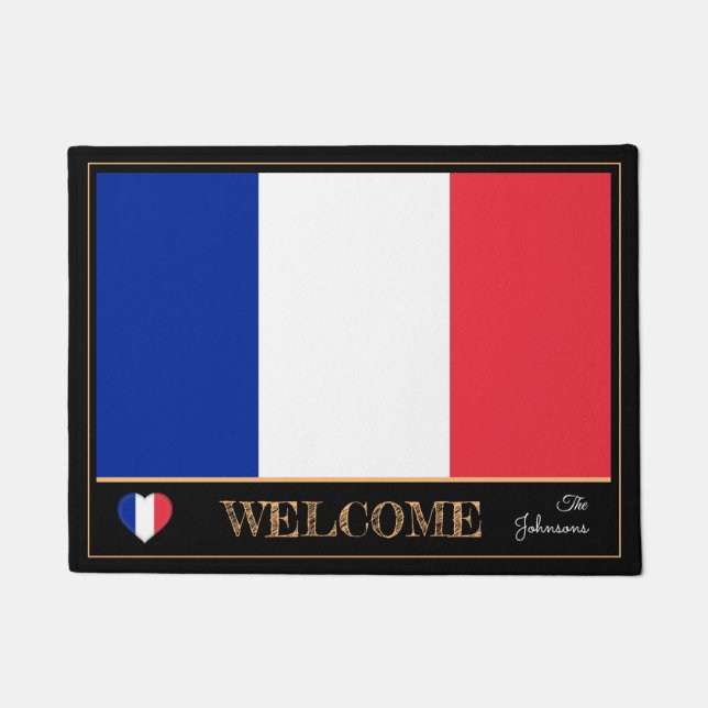 France & French Flag house mat /sports Welcome (Front)