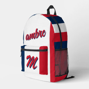 France French Flag Personalised Name Monogrammed  Printed Backpack