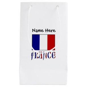 France French Flag Personalised Name  Small Gift Bag