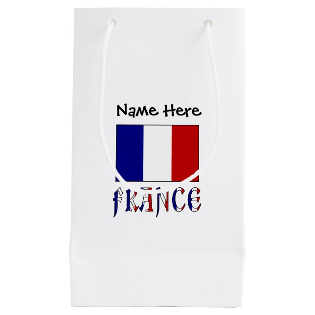 France French Flag Personalised Name  Small Gift Bag (Front)