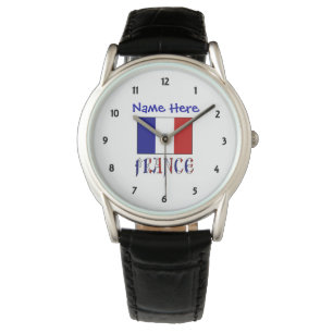France French Flag Personalised Small Numbers Men Watch