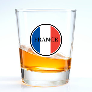 France French Flag Red White & Blue Patriotic Shot Glass