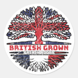 France French Uk United Kingdom British Tree Roots Classic Round Sticker