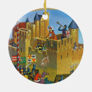 France, French vintage Mediaeval Carcassonne Ceramic Tree Decoration