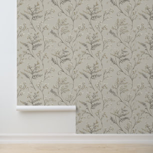 France Gray Floral Wallpaper