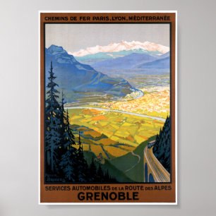 France Grenoble Restored Vintage Travel Poster