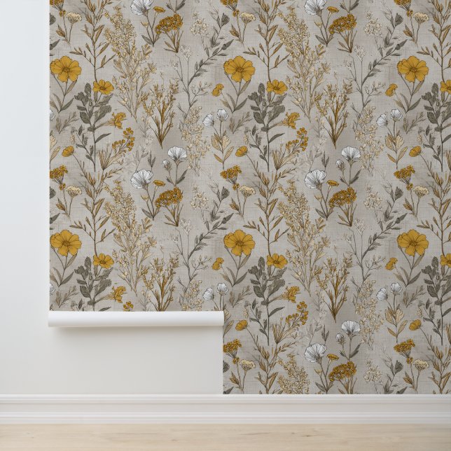 France Grey Floral Wallpaper (Application)