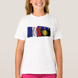 France & Guadeloupe waving flags T-Shirt