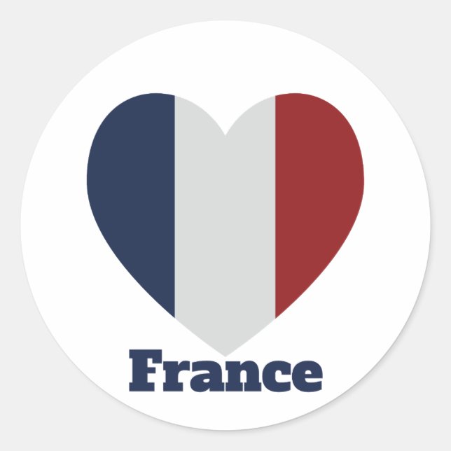 France Heart Flag  Classic Round Sticker (Front)