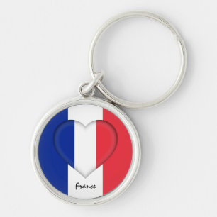 France & Heart, French Flag fashion /sports Key Ring