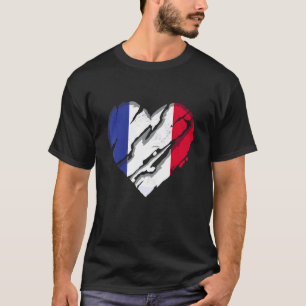 France Heart French Flag French Pride T-Shirt