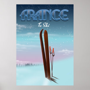 France 'ice' ski sports vacation poster