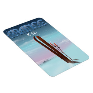 France 'ice' ski sports vacation poster magnet