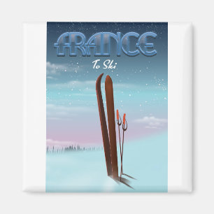 France 'ice' ski sports vacation poster magnet