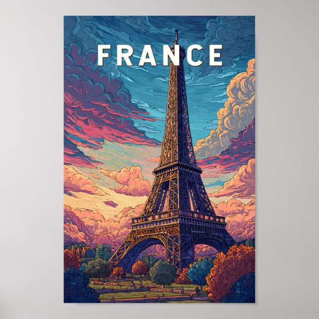 France Illustration Travel Art Vintage Poster (Front)
