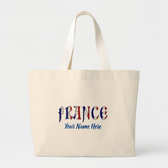 France in French Flag Colours Personalised  Large Tote Bag (Front)