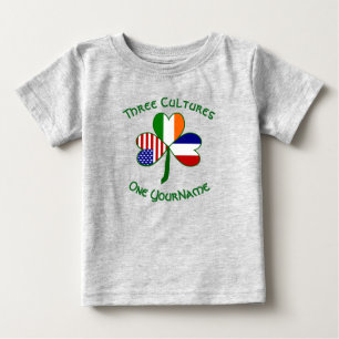 France Ireland USA Shamrock Flag Personalised Baby T-Shirt