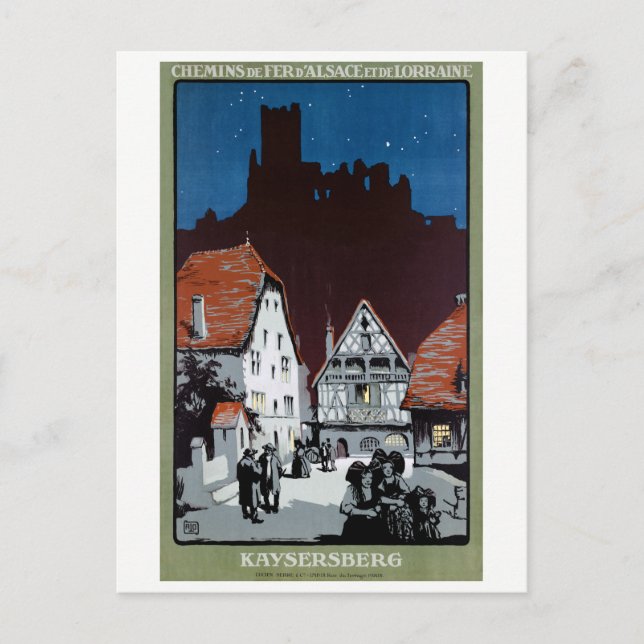 France Kaysersberg Restored Vintage Travel Poster Postcard (Front)