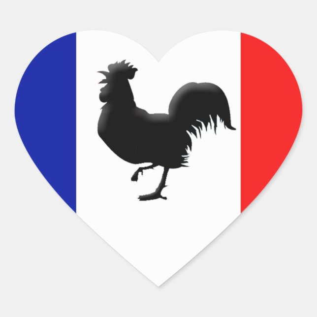France love coq flags heart sticker (Front)
