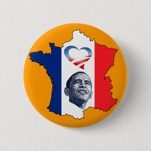 France Loves Obama 6 Cm Round Badge