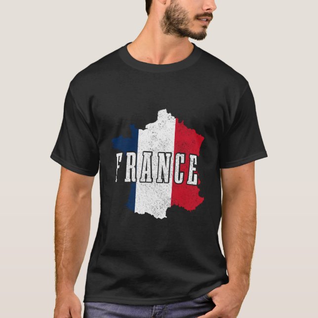 France Map Pride French Flag T-Shirt (Front)