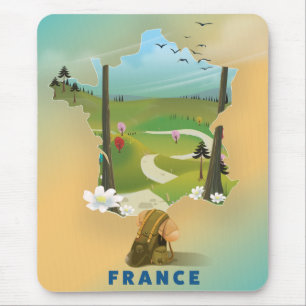 France map vintage travel poster mouse pad