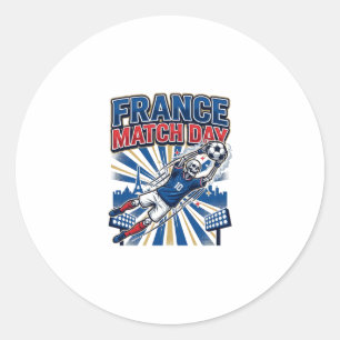 France Match Day Skeleton Striker Nations High Ene Classic Round Sticker