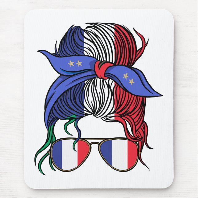 France messy bun with French Flag Mouse Pad (Front)