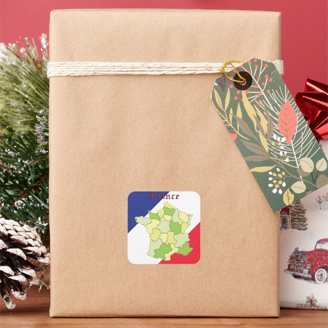 France National Colours And Map Square Sticker (Creator Uploaded)