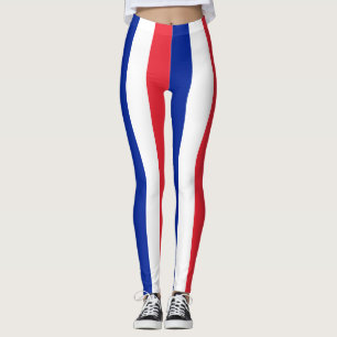 France National Flag Colours Vertical Striped Leggings