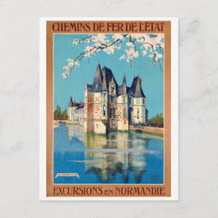 France Normandy Restored Vintage Travel Poster Postcard