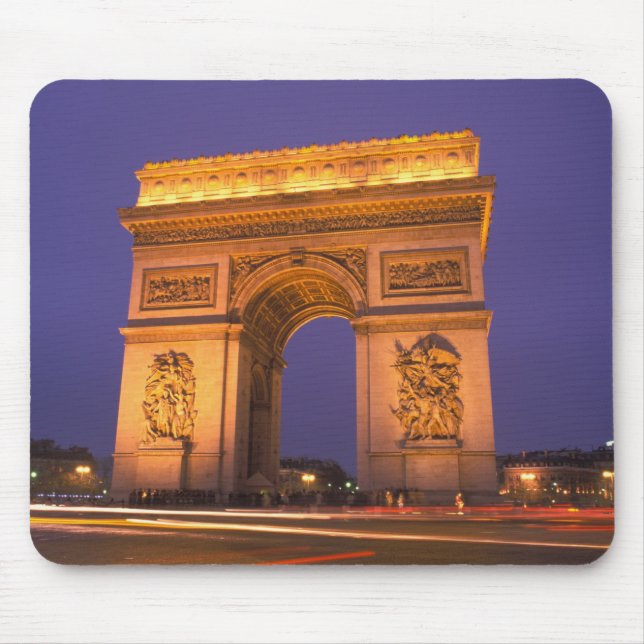 France, Paris, Arc de Triomphe at dusk. Mouse Pad (Front)