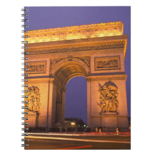 France, Paris, Arc de Triomphe at dusk. Spiral Notebook