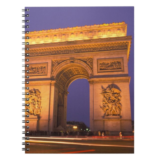 France, Paris, Arc de Triomphe at dusk. Spiral Notebook (Front)