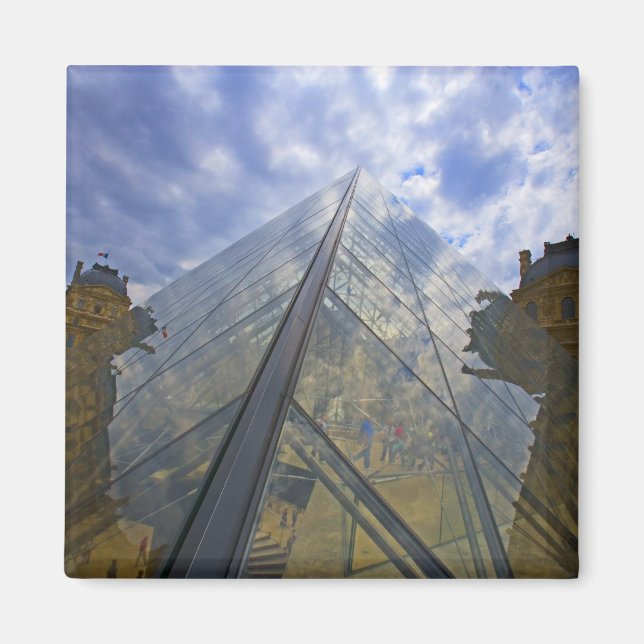 France, Paris. Clouds reflect off the Louvre Magnet (Front)