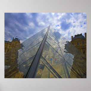 France, Paris. Clouds reflect off the Louvre Poster
