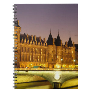France, Paris, Conciergerie and river Seine at Spiral Notebook