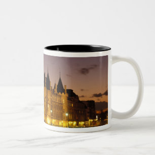 France, Paris, Conciergerie and river Seine at Two-Tone Coffee Mug