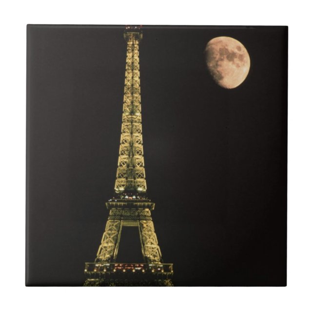 France, Paris. Eiffel Tower at night Tile (Front)