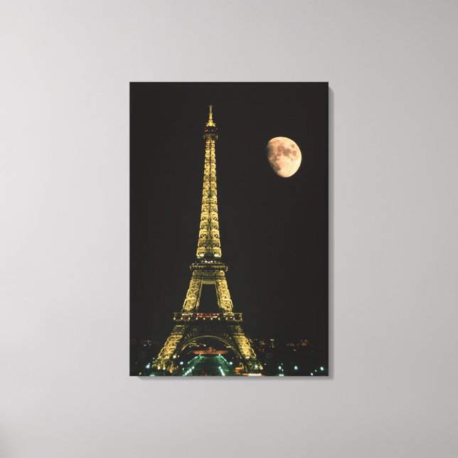 France, Paris. Eiffel Tower at night with Canvas Print (Front)
