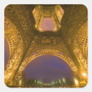 France, Paris. Eiffel Tower illuminated at 2 Square Sticker