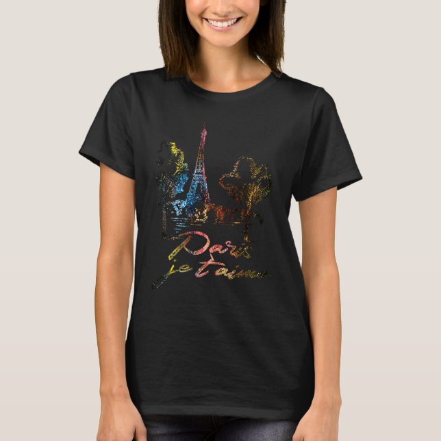 France Paris Eiffel Tower je t'aime T-Shirt (Front)