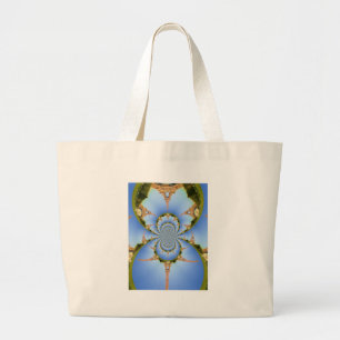 France Paris Eiffel Tower Kaleidoscope Blue Lovely Large Tote Bag