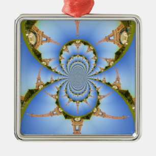 France Paris Eiffel Tower Kaleidoscope Blue Lovely Metal Tree Decoration