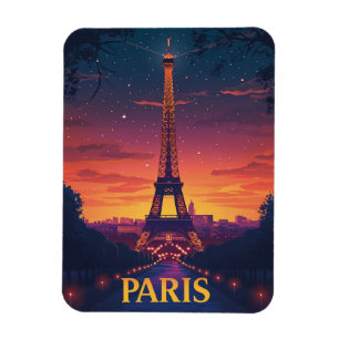 France Paris Eiffel Tower Night Magnet