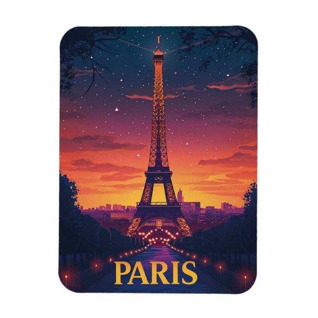 France Paris Eiffel Tower Night Magnet (Vertical)