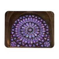 France, Paris. Interior detail of stained glass