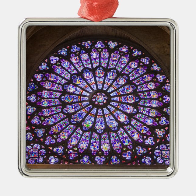 France, Paris. Interior detail of stained glass Metal Tree Decoration (Front)