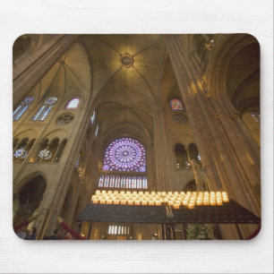 France, Paris. Interior of Notre Dame Cathedral. Mouse Pad